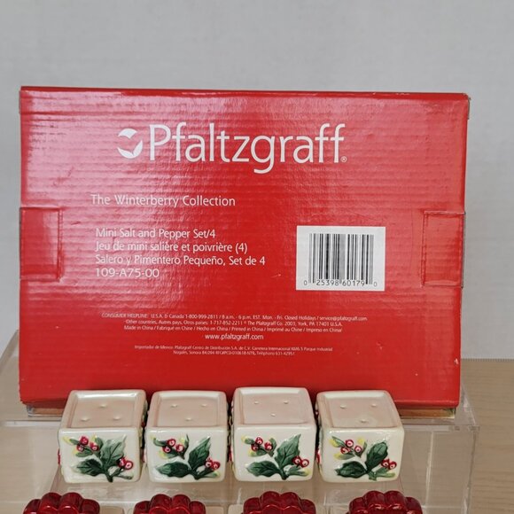 Pfaltzgraff Christmas Winterberry Collection Ceramic Mini Salt & Pepper Set/4 - Picture 11 of 15